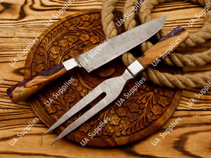 Juego de Cuchillos y Tenedores de Cocina Profesionales de Acero de Damasco de Primera Calidad Industrial para Cortar Carne de Res, MOQs Bajos - Product Image 3