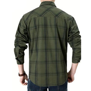 Chemise en flanelle 100% coton pour homme, manches longues, motif à carreaux, décontractée, boutons en corne, respirante, écologique, OEM ODM - Product Image 2