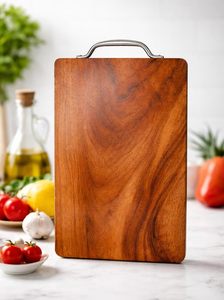 <b>Wooden</b> Rectangle Chopping Board With Handle Anti Slip Kitchen Cutting Block Single <b>Piece</b> - Product Image 5