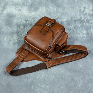 Bolso de Pecho y Hombro de Cuero Genuino Vintage para Hombre, Impermeable, con Cierre, Duradero, de Gran Capacidad, para Uso Diario, Negocios y Actividades al Aire Libre - Product Image 2
