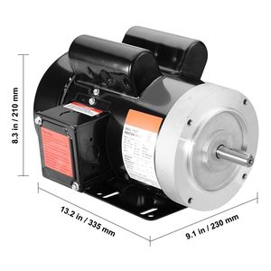 Motore Elettrico Monofase 1.5HP 3450 Giri/min 115V/230V AC Telaio 56C per Compressore d'Aria con Albero Scanalato da 5/8'' CW/CCW per Compressori Industriali - Product Image 5