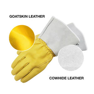 ถุงมือเชื่อม TIG หนังแพะและหนังวัวสะท้อนแสง ป้องกันเปลวไฟ สำหรับงานก่อสร้าง ถุงมือนิรภัย - Product Image 2