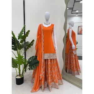 Conjunto de ropa de fiesta y parte inferior de diseñador para mujer con Dupatta elegante y elegante - Product Image 1