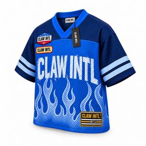 CLAW INTL Unisex Sublimated Soccer Jersey Blue <b>Mesh</b> <b>Short</b> Sleeve V-neck Moisture Wicking Anti-shrink Adjustable Strap Regular - Product Image 4
