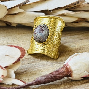 New Arrival Agate <b>Ring</b> Boho Floral <b>Statement</b> <b>Ring</b> For Women Brass 18k Gold Plated Jewelry Bohemian Band Wholesale <b>Ring</b> - Product Image 5