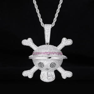 Pendentif en argent 925 de haute qualité avec motif de personnage d'anime One Piece, pendentif en moissanite, collier avec pendentif en forme de crâne, cadeau d'anniversaire décoratif - Product Image 2