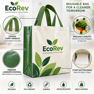 กระเป๋าหิ้วแบบใช้ซ้ำได้ EcoRev ECO55 ทำจากผ้าไม่ถักทอ ลายใบไม้ พร้อมโลโก้แบรนด์ตามสั่ง หูหิ้วยาวสำหรับธุรกิจและการช้อปปิ้ง - Product Image 6