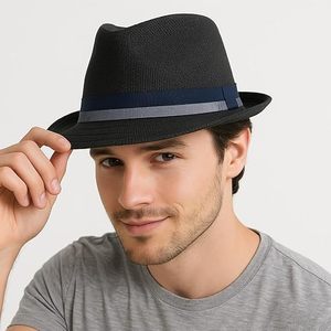 Sombreros de Pescador Panamá con Cinta Negra, Gorro Tipo Bucket, Protección Solar, para Deportes al Aire Libre, Playa, Ciclismo, Fiestas, Sombreros Panamá Transpirables - Product Image 3