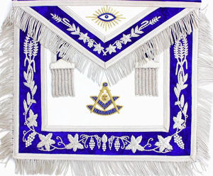 Delantal Masónico Azul Plateado de Maestro Masón, Regalia de Maestro Masón de Primera Calidad - Product Image 1