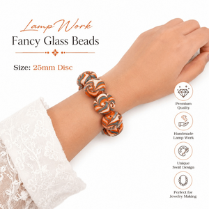 Premium Handmade Lampwork Fancy Glass <b>Beads</b> <b>Bracelet</b> 25mm Swirl Disc Design for Jewelry Making Fashion Accessories and Elegant - Product Image 5