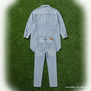 Conjunto de camisa y jeans de mezclilla azul claro para mujer, conjunto informal de dos piezas, atuendo de mezclilla a juego, ropa de moda urbana - Product Image 5