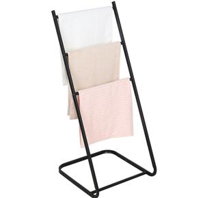 Porte-serviettes en métal noir à 3 niveaux de qualité supérieure, pour hôtel, support de rangement de salle de bain sur pied avec porte-serviettes suspendu - Product Image 2