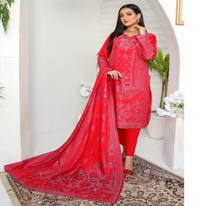 Bin Hameed Winter Collection Adultos Lana de melocotón 3 piezas Salwar Kameez Trajes de mujer bordados Directo DE LA India - Product Image 3