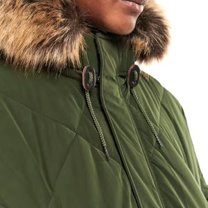 Chaqueta Larga Acolchada Verde Oliva para Hombre, Parka de Invierno con Capucha de Piel, Chaqueta con Cremallera Resistente al Viento - Product Image 5