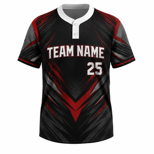 Maillot de baseball personnalisé à 2 boutons, sublimation, devant boutonné, polyester, uniforme d'équipe, respirant, séchage rapide - Product Image 1
