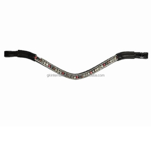 Banda de cejas de caballo de cuero genuino con forma de onda profunda personalizada con cristales multicolores - Product Image 4