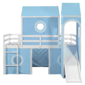 Cama alta individual con tienda de campaña rosa y tobogán azul, cama infantil con características únicas (SKU ANTIGUO WF532001AAC) - Product Image 5