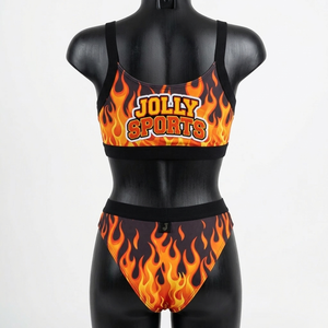 Conjunto de Bikini de Poliéster y Elastano de 220 GSM para Mujer, Estampado Gráfico de Llamas, Traje de Baño Elástico con Cintura Elástica, Logotipo Personalizado - Product Image 4