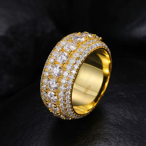 Bagues hip-hop bling-bling personnalisées en moissanite VVS1 couleur D de 4 mm 0,3 ct, certifiées GRA, en argent sterling 925, entièrement serties, unisexes - Product Image 2