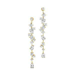 Boucles d'oreilles pendantes de luxe tendance en or 14K 18K avec diamants de laboratoire et 26 diamants accentués taille poire (1,55 carat) - Product Image 1