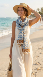 Écharpe de luxe en coton imprimé à la main, paréo de plage bohème, sarong doux, couverture d'été, foulard de créateur tendance pour femme - Product Image 2