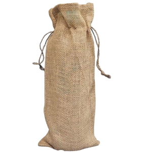Custom Pattern Jute Wine Bottle <b>Bag</b> | Eco Friendly <b>Drawstring</b> Packaging <b>Bag</b> with Rope Handle for Gift Retail and Events Exported - Product Image 1
