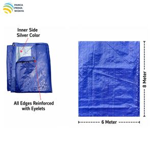 High Quality Blue Silver PE Tarpaulin Sheet 6x8m 150 GSM Waterproof UV Resistant Heavy Duty Plastic <b>Tarp</b> Cover - Product Image 1