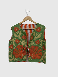<b>Floral</b> Embroidered Cotton <b>Vest</b> Sleeveless Prairie Chic Style Handmade Women's Spring <b>Top</b> - Product Image 1