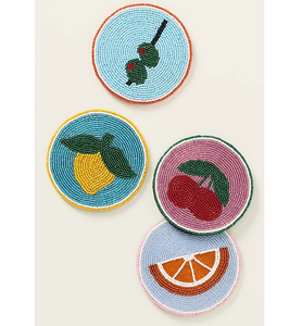 Sous-verre perlé avec motif cerise, tapis fait main, accessoire de table perlé, sous-verre perlé, meilleur prix - Product Image 4