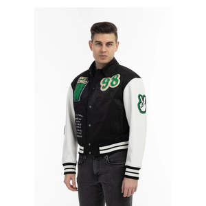 Chaqueta de béisbol de cuero personalizada con bordado para hombre, tela de algodón, estilo vintage, deportiva, oversize, streetwear, chaqueta varsity. - Product Image 5