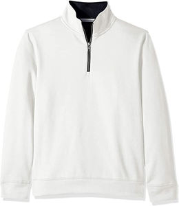 Sweat-shirt à demi-zip pour homme avec col montant, doublure en polaire brodée, 100% coton, hiver, extérieur - Product Image 1