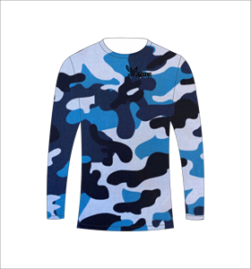 T-shirt de performance athlétique à manches longues camouflage bleu léger pour l'entraînement physique - Product Image 3