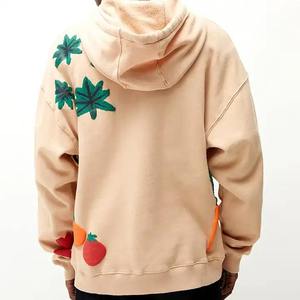 Sweat à capuche oversize pour homme avec appliqué Smiley et champignon, motif dessin animé, style streetwear décontracté, 100% coton, impression en relief - Product Image 2