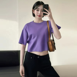 Débardeurs pour femmes de haute qualité avec logo personnalisé en relief, tissu tissé en soie/coton, manches courtes, streetwear décontracté, mignon - Product Image 4