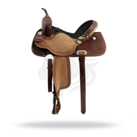 Selle Western de Barrel Racing en Cuir avec Arbre en Plastique pour l'Équitation et l'Équipement Équestre