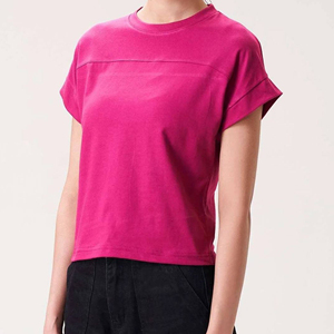 Camiseta de Algodón Oversize para Mujer al por Mayor, con Cuello Redondo, Tejido Lavado, Estampada, Tallas Grandes, Ropa Casual - Product Image 1