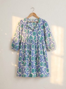 Bohemian Tiered 3/4 Sleeve Eco-Friendly Maxi Floral Cotton <b>Summer</b> Resort Wear <b>Dress</b> - Product Image 2