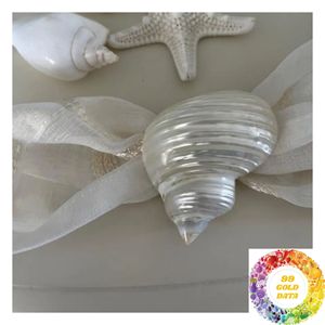 Anneau de serviette en nacre naturelle, accessoire de décoration de table de style côtier pour mariage, banquet, restaurant et repas à domicile - Product Image 2