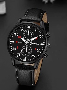 NW1377 Men <b>Black</b> Strap Casual Round Dial Quartz <b>Watch</b> - Product Image 2
