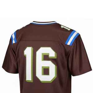 Maillot de football personnalisé unisexe marron numéro 16, col en V, manches courtes, respirant, anti-transpiration, antibactérien, en polyester pour équipe - Product Image 3