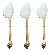 Couteau à fromage en laiton doré brillant avec manche fait à la main avec coquille de tulipe en relief, ensemble d'épandeurs de fromage de Style occidental
