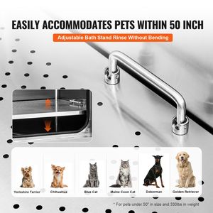 Vasca Professionale per Toelettatura Cani in Acciaio Inox da 50 Pollici con Scala, Rubinetto e Dispenser Sapone - Stazione Completa per il Bagno del Cane - Product Image 4