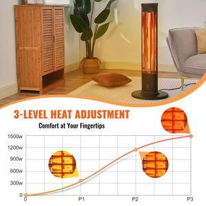Riscaldatore Elettrico a Infrarossi da Esterno 1500W con Telecomando, 3 Velocità, Timer e Protezione Antiribaltamento - Product Image 3