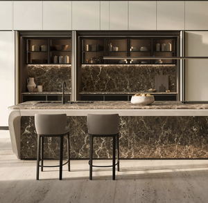 ชุดครัวสำเร็จรูป PVC สไตล์ยุโรปแบบกำหนดเองของ JY Project พร้อมเคาน์เตอร์ MDF ลายหินอ่อน สำหรับอพาร์ทเมนต์ ระบบปิดแบบนุ่มนวล ราคาดีที่สุด - Product Image 5