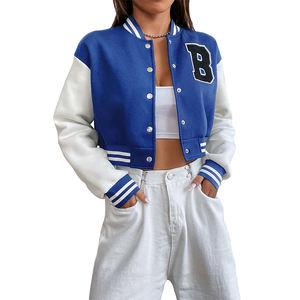 Chaqueta Varsity Corta al por Mayor con Logotipo Personalizado, Chaqueta Bomber Varsity Corta para Mujer - Product Image 6