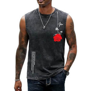 Débardeurs graphiques pour hommes, t-shirts sans manches délavés, style vintage en coton, streetwear décontracté, légers, tendance - Product Image 2