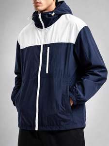 Chaqueta ligera reflectante con cremallera y capucha, conjunto de cortavientos tejido, ropa personalizada OEM, proveedor de nailon. - Product Image 2