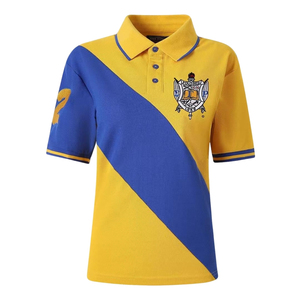 เสื้อโปโล SGRho Gold Royal Blue Premium 22 คอปกสีบล็อค แขนสั้น ปักตราสัญลักษณ์ สำหรับชมรม วิทยาลัย แฟชั่นลำลอง - Product Image 1