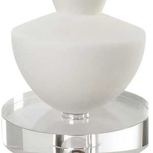 Ensemble de porte-bougies sculpturales modernes blancs avec base en cristal, forme ronde, design minimaliste nordique pour une décoration intérieure de luxe - Product Image 5