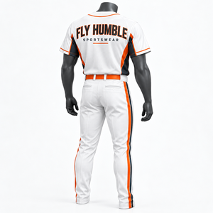 ชุดเบสบอล Fly Humble สำหรับผู้ชาย เสื้อเจอร์ซีย์ลายทางพร้อมกางเกง ชุดผ้าโพลีเอสเตอร์ระบายอากาศได้ดี ใส่ได้ทุกฤดู ทรงปกติ แขนสั้น ติดกระดุม - Product Image 2